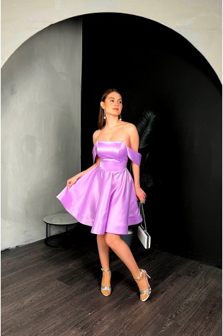 Платье короткое цв.атлас лиловое