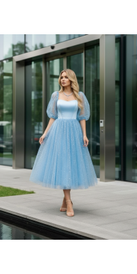 Платье Вероника голубое 0-57/1