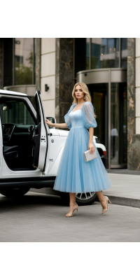 Платье Вероника голубое 0-57/1