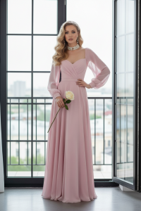 Платье 0-65цв голубое и пудровое Платье 0-65цв голубое и пудровое